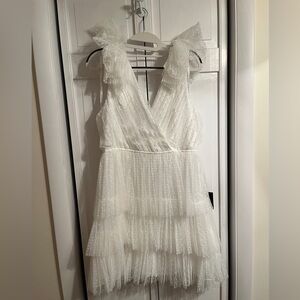 Lulu's White Ruffled Mini Dress